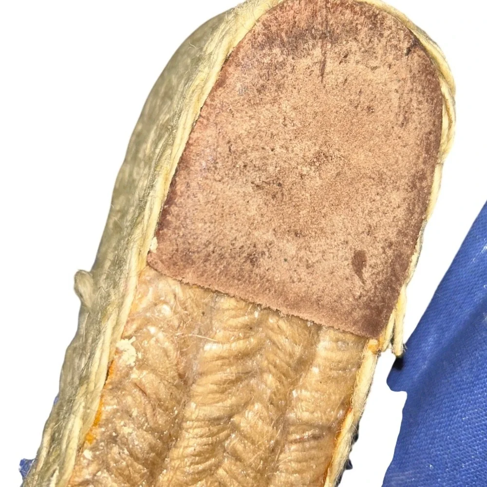 Lauren Ralph Lauren Cecilia Blue‎ Linen Espadrille Wedges Peep Toe Sandals 10B